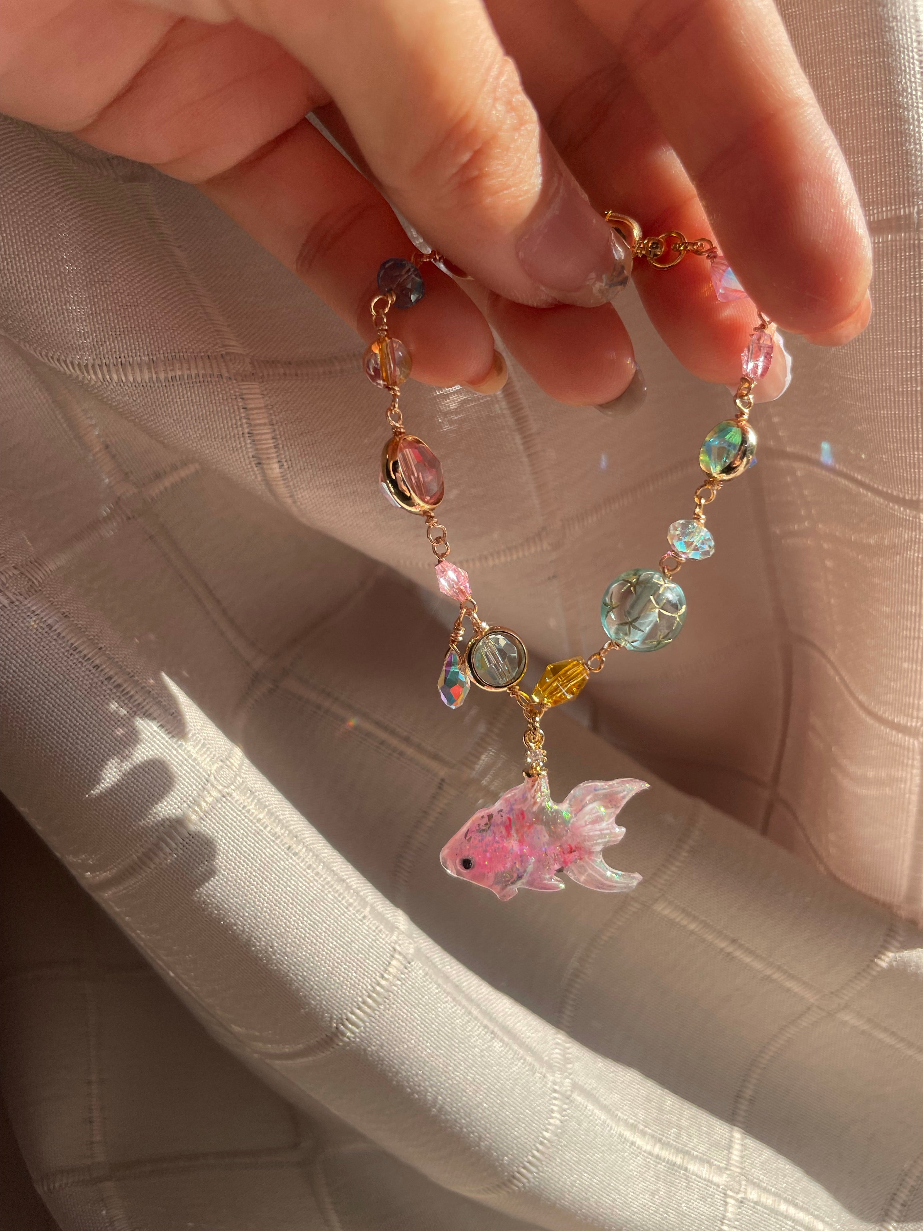 Sakuranbo Goldfish Crystal Bracelet