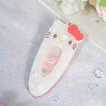 Opal Kitty with sculpted bow (7cm hairclip)