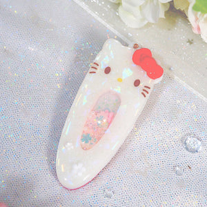 Opal Kitty with sculpted bow (7cm hairclip)