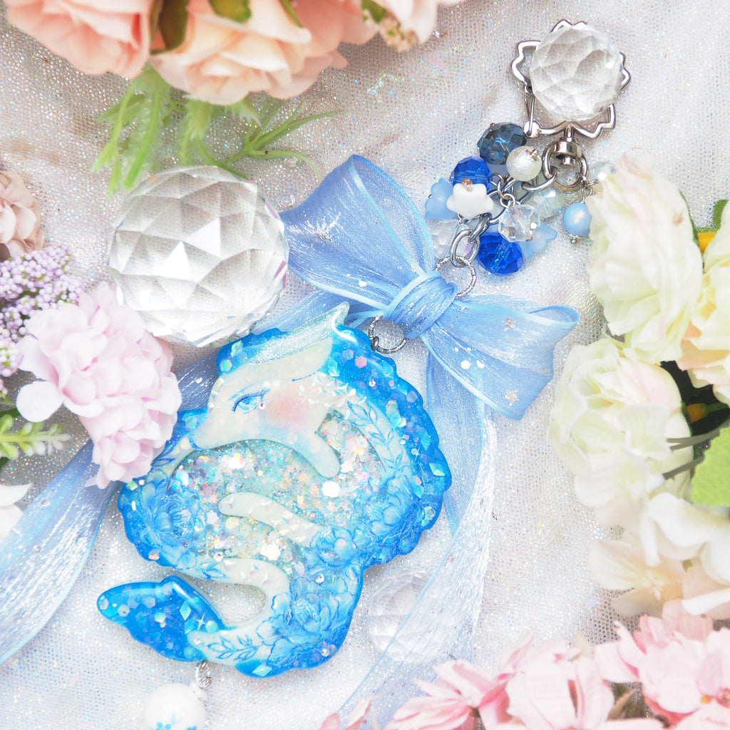 Porcelain Peony Dragon Shaker Charm