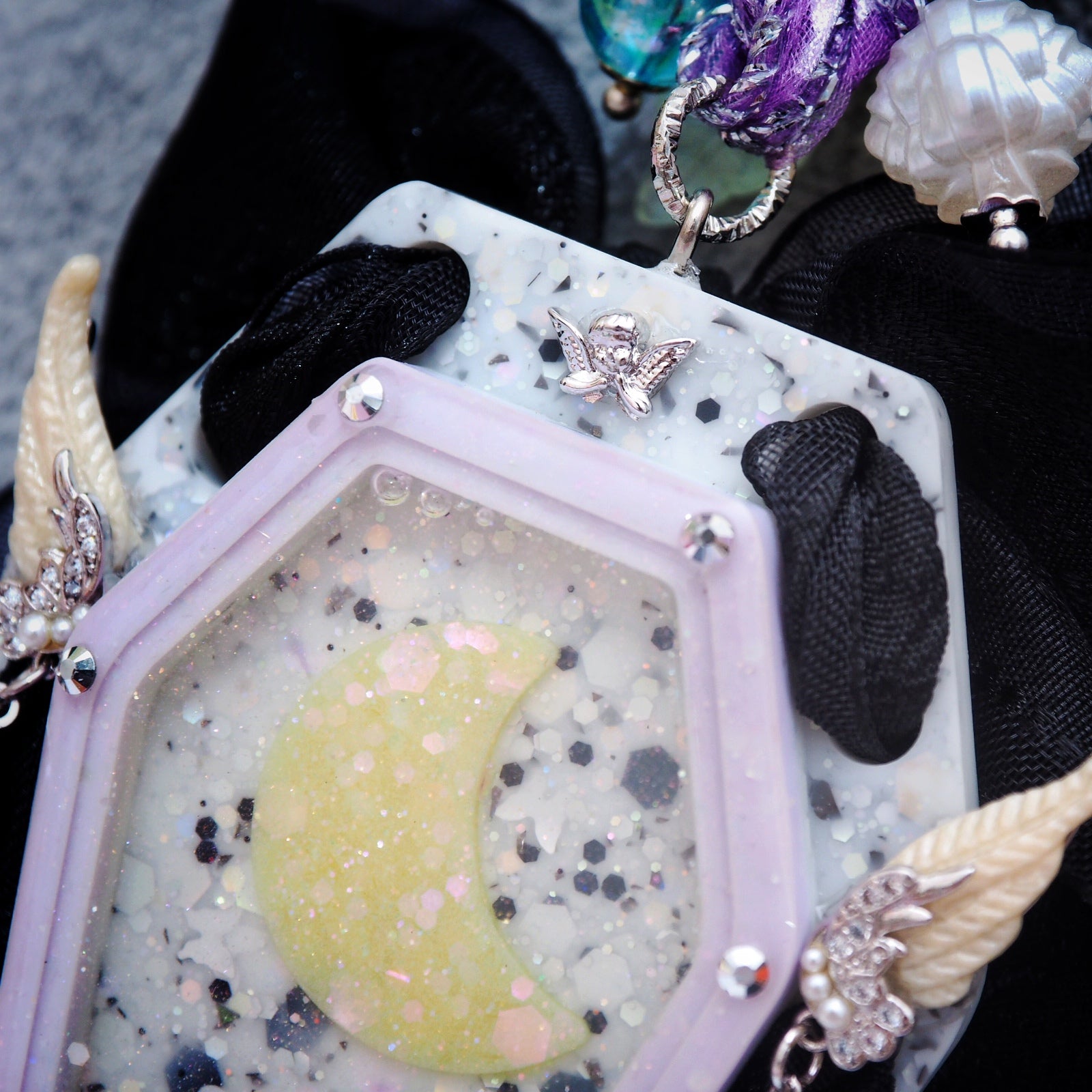 Fly Me To the Moon Laced Coffin Charm