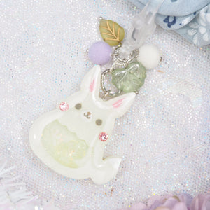 Snow Foxling Charm with Hairtie (Purple Bead)