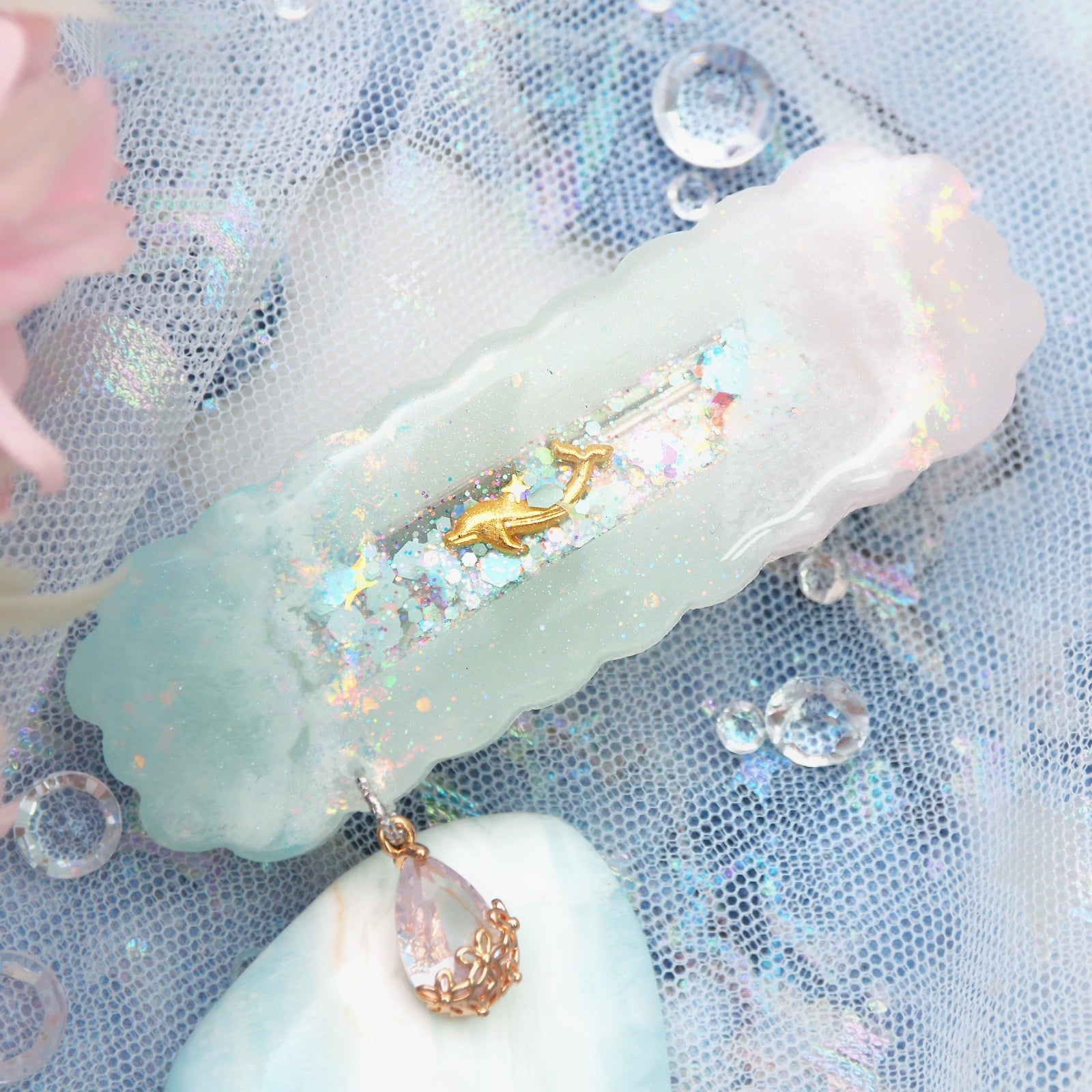 Pink Sands Seafoam Cloud Bar Barrette Clasp