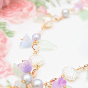 Purpletual Summer - 15" Beaded Necklace with Otter Charm
