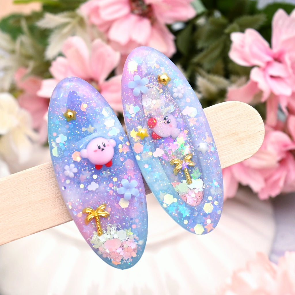 Kirby in Dreamland Hairclips (flying kirby)