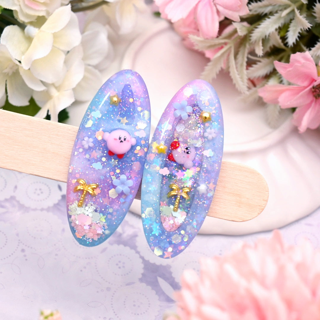 Kirby in Dreamland Hairclips (flying kirby)