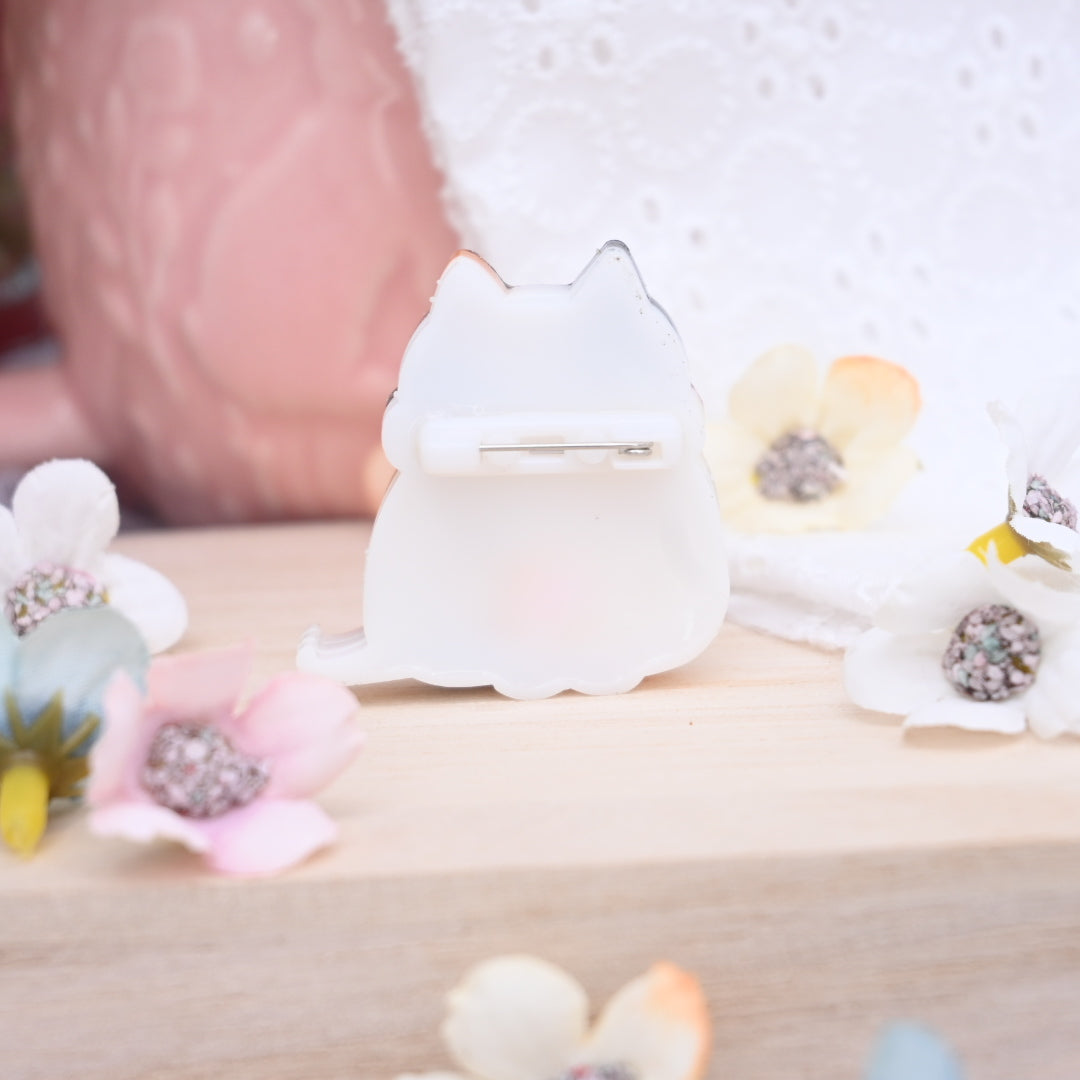 Cat Brooch - White