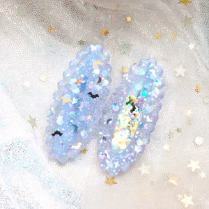 Spooky Staples - Glowing Purple Hairclips with bats and celestial glitter