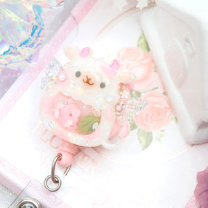 Fairy Cow Round Badge Reel (with sculpted flower on side)