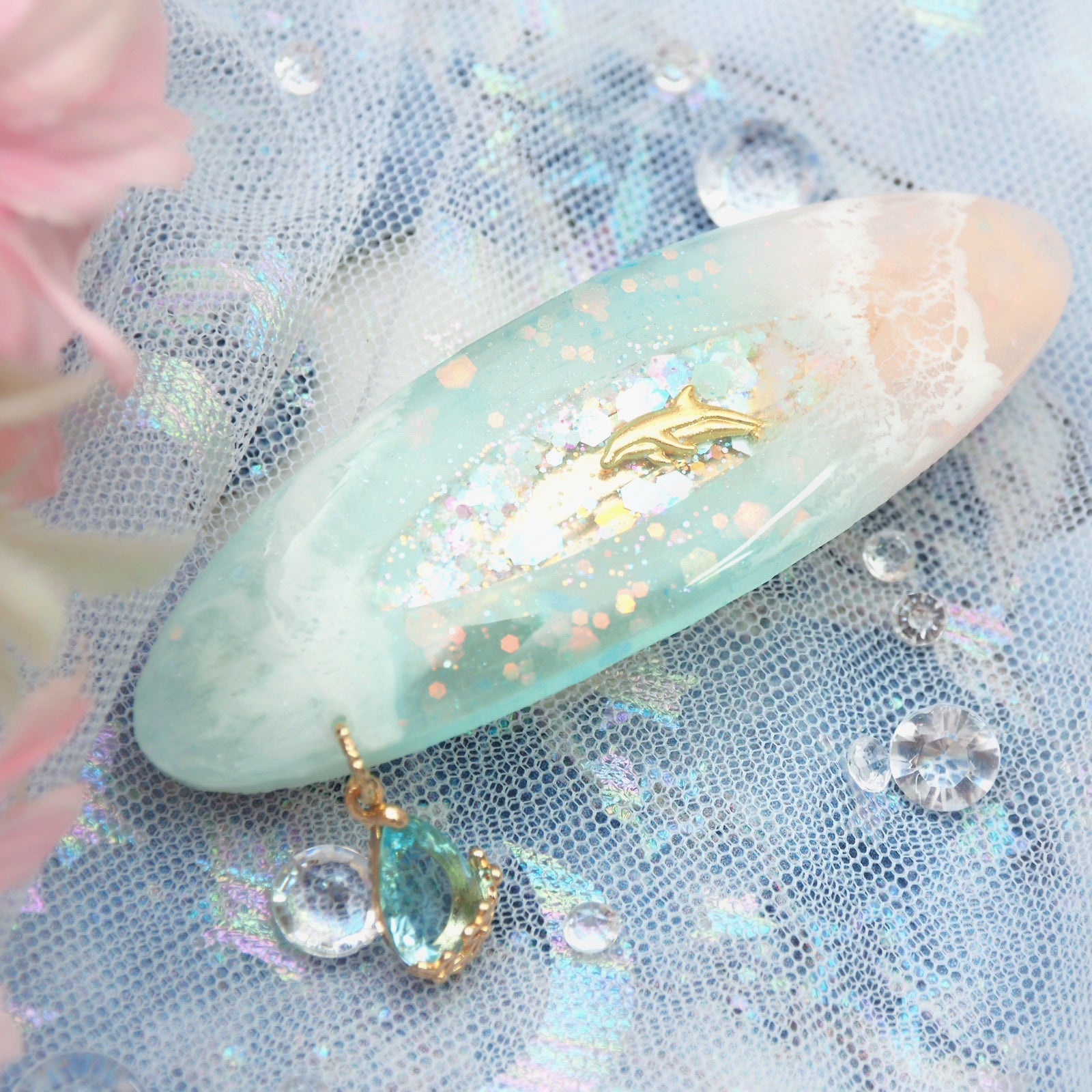 Pink Sands Seafoam Oval Barrette Clasp