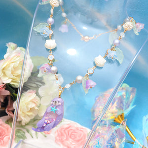 Purpletual Summer - 15" Beaded Necklace with Otter Charm