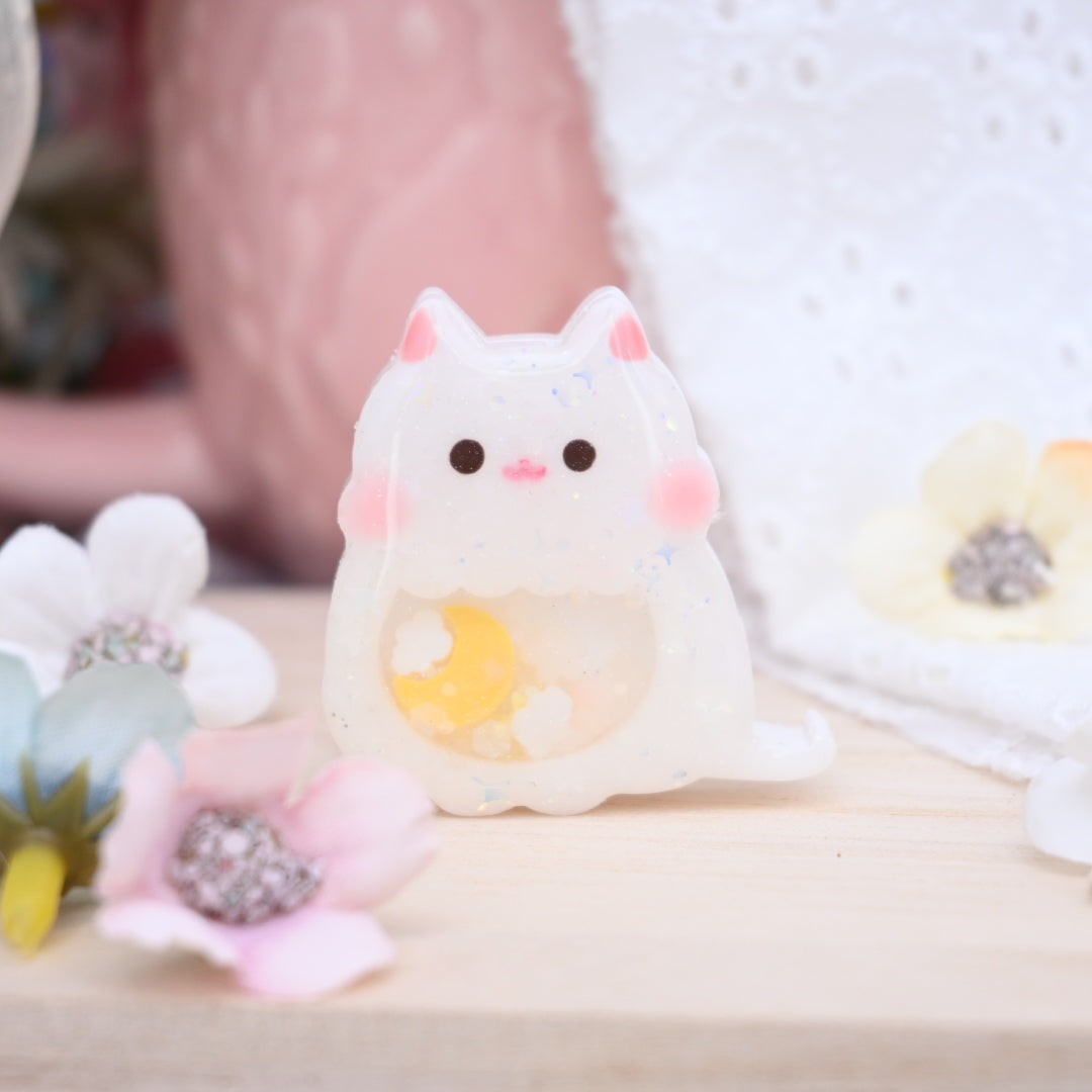 Cat Brooch - White