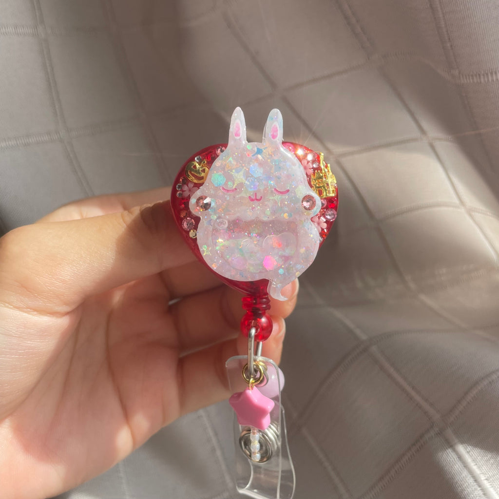 Lavender Ash Ghost Bun Heart Badge Reel