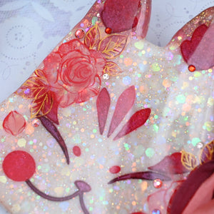 Regal Rose Painted Kitsune Mask