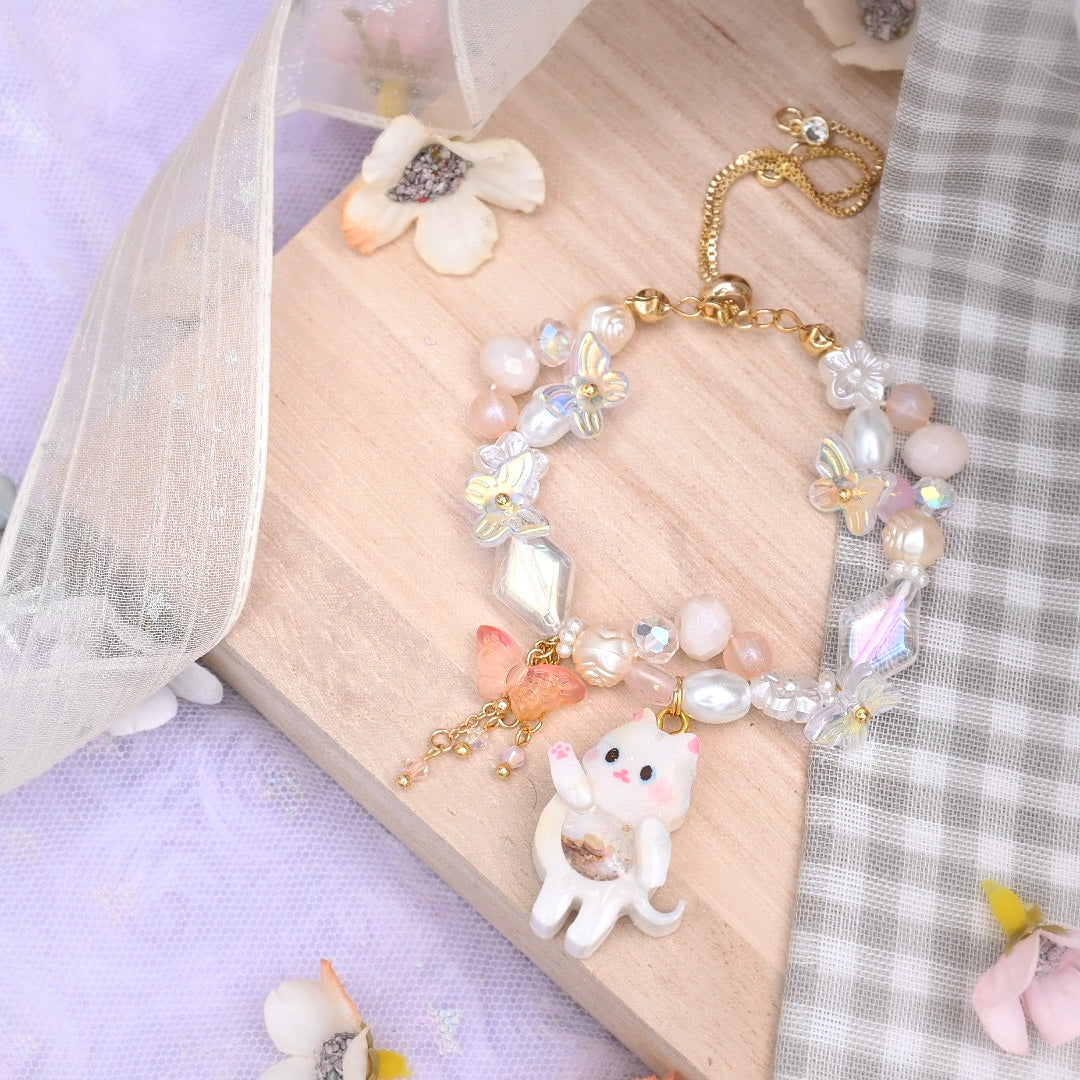 Befriending Butterflies Pastel Calico Kitty Bracelet
