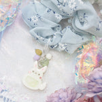 Snow Foxling Charm with Hairtie (Purple Bead)