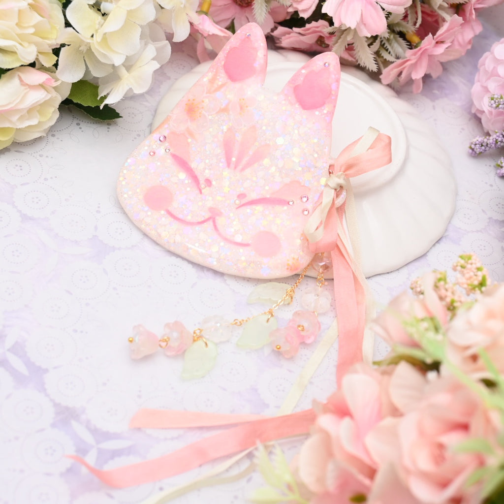 Sweet Sakura Painted Kitsune Mask