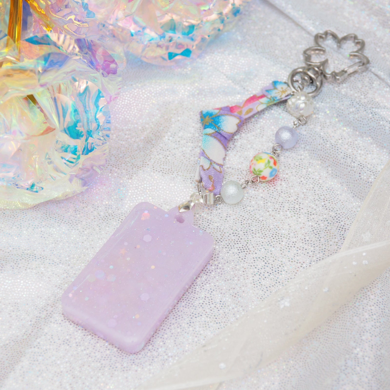 Purple-Silver Tanzaku Charm