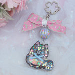Shiba Charm with handpainted bead (Black)