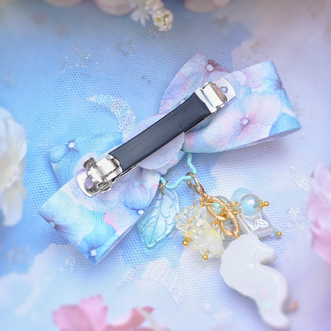 Hydrangea Bow Clasps with Haku Charm