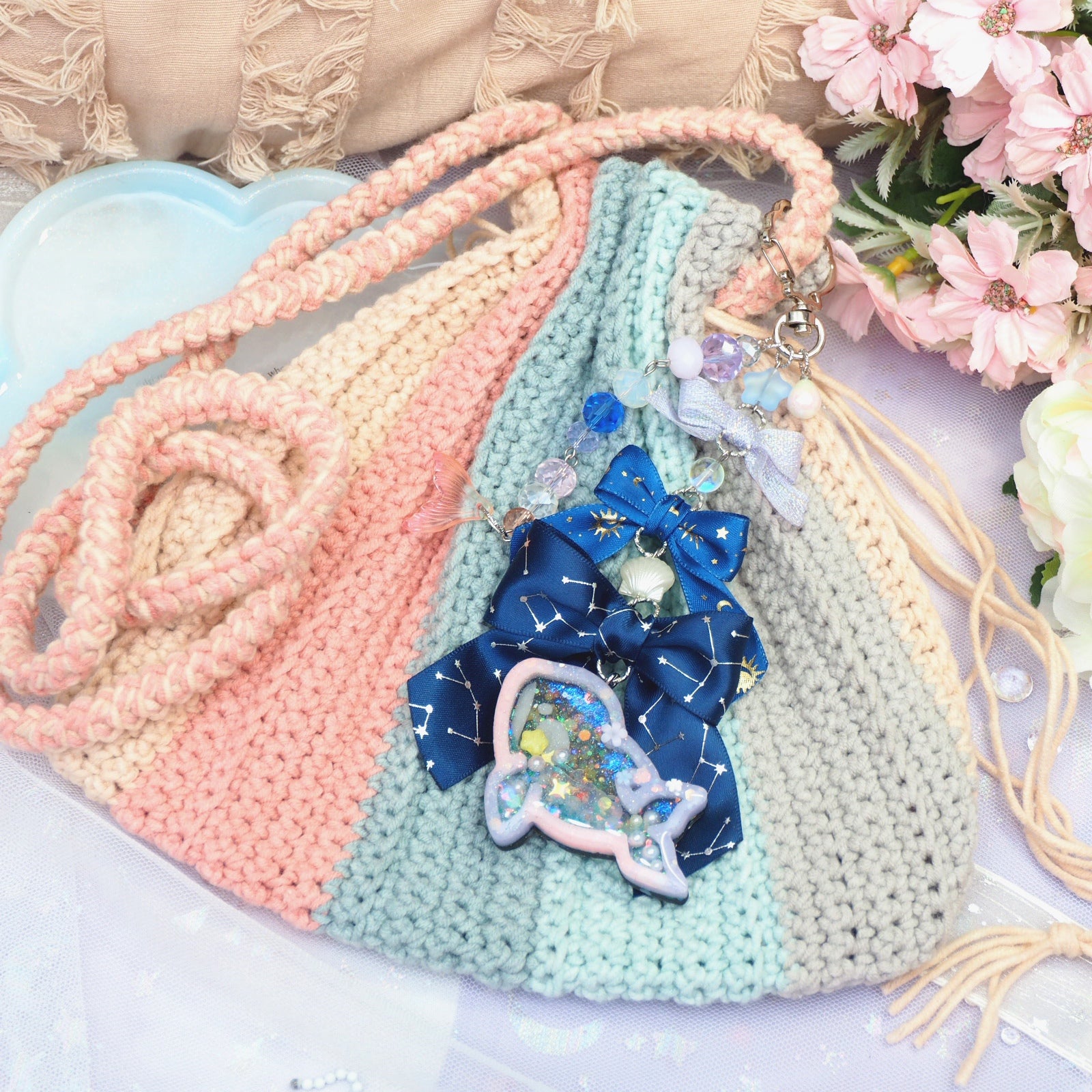 Opulent Orca Ribbon Cascade Charm - Ultraviolet