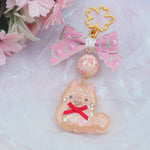 Shiba Charm with handpainted bead (Orange Brown)