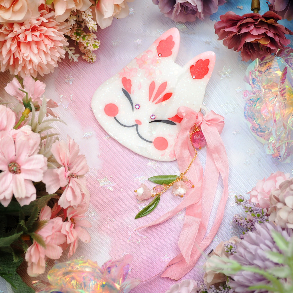 Sakura Painted Kitsune Mask