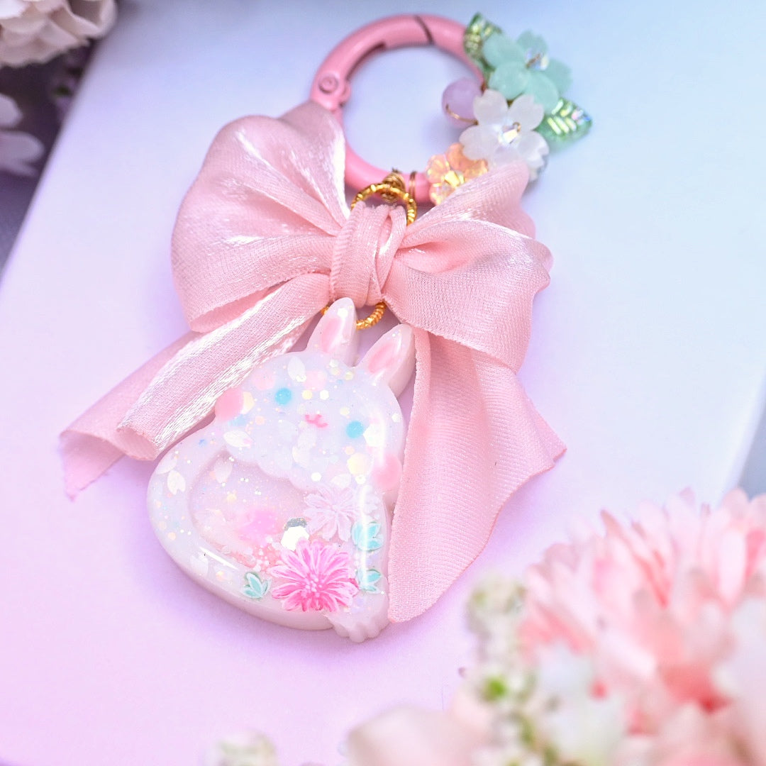 Blossom Bunny charm with wired floral clasp