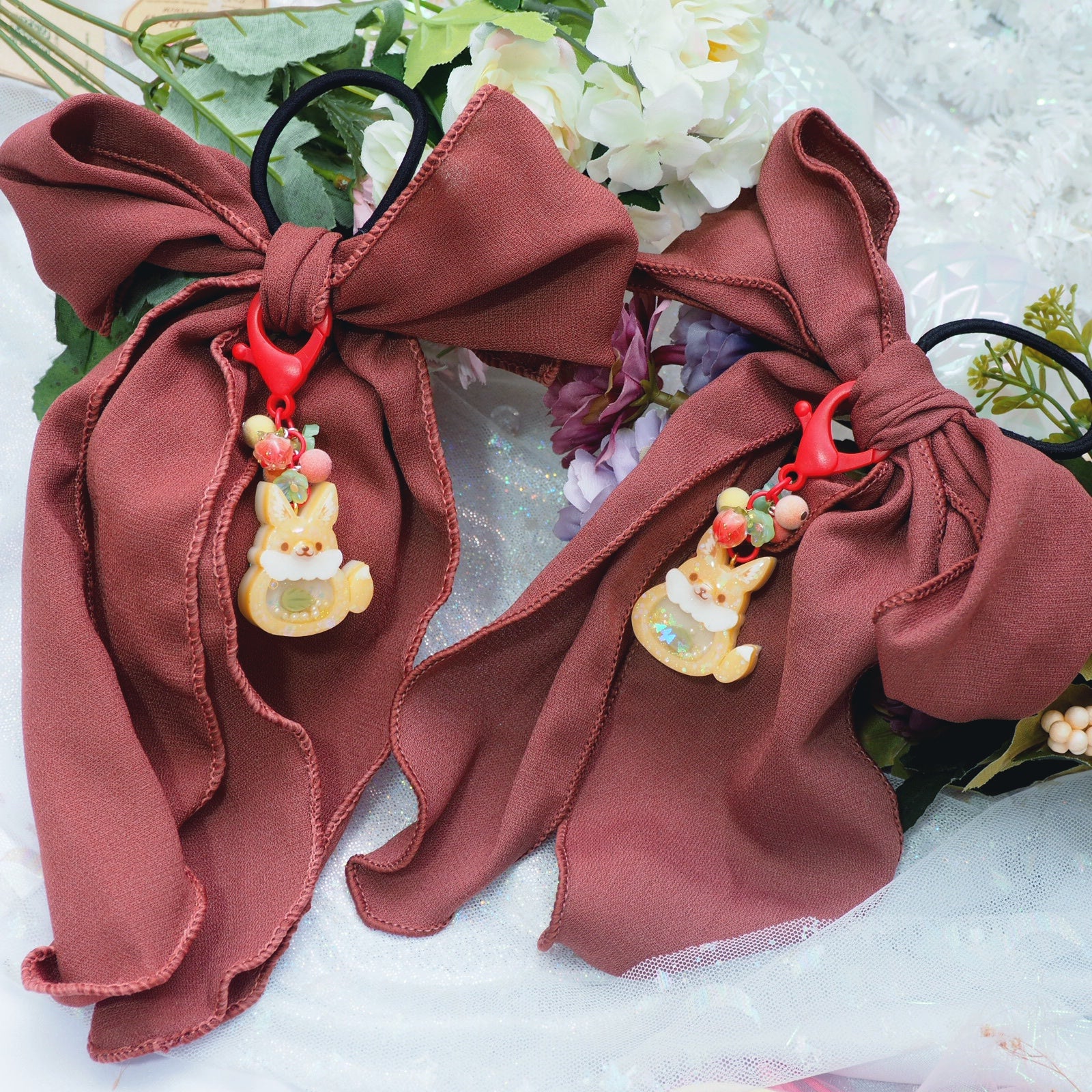 Red foxling Hairtie Charms