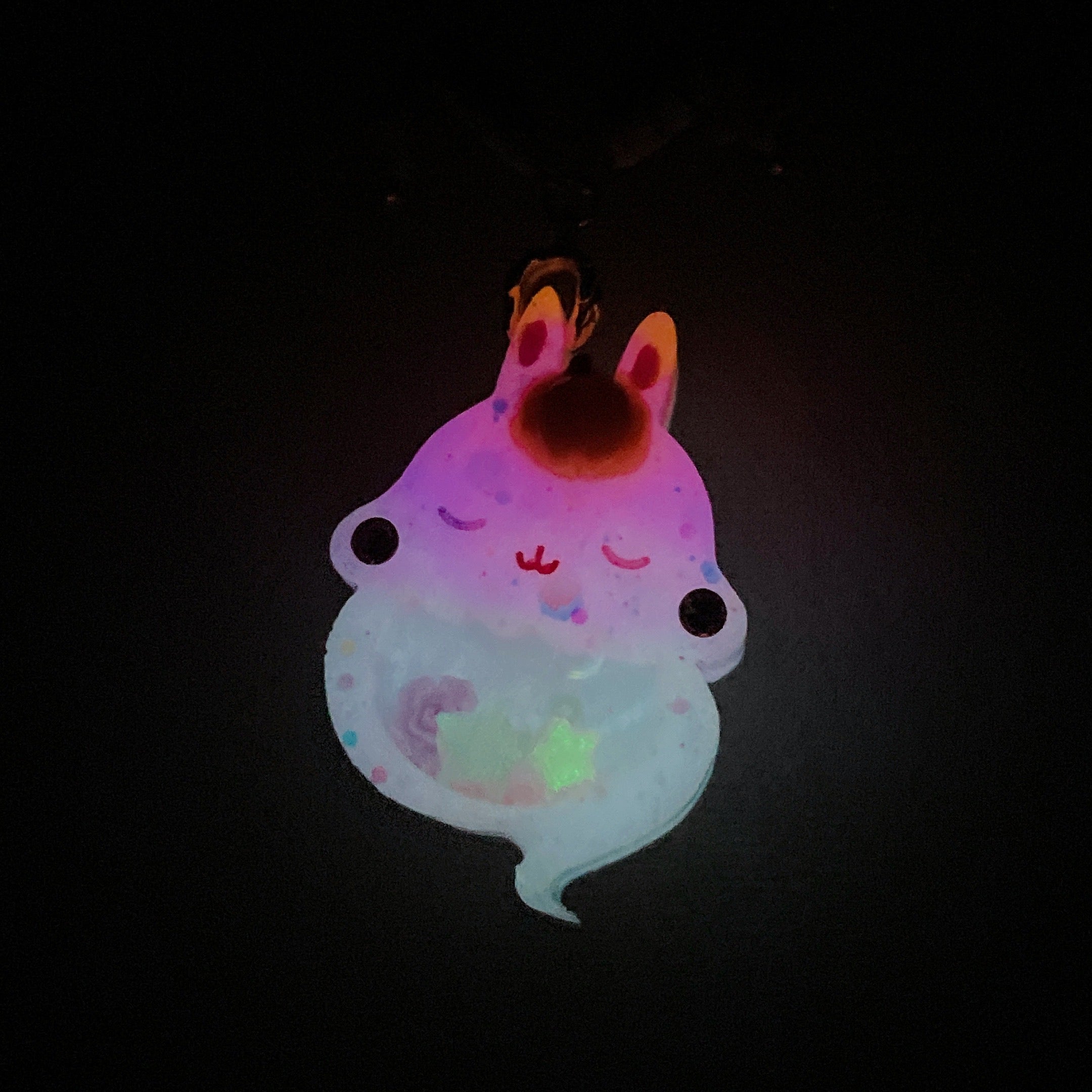 Light Up✨Pink Autumn Ghostie Bunkin 14" Beaded Necklace