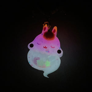 Light Up✨Pink Autumn Ghostie Bunkin 14" Beaded Necklace