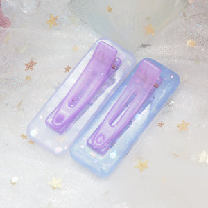 Spooky Staples - Glowing Purple Hairclips with bats and celestial glitter