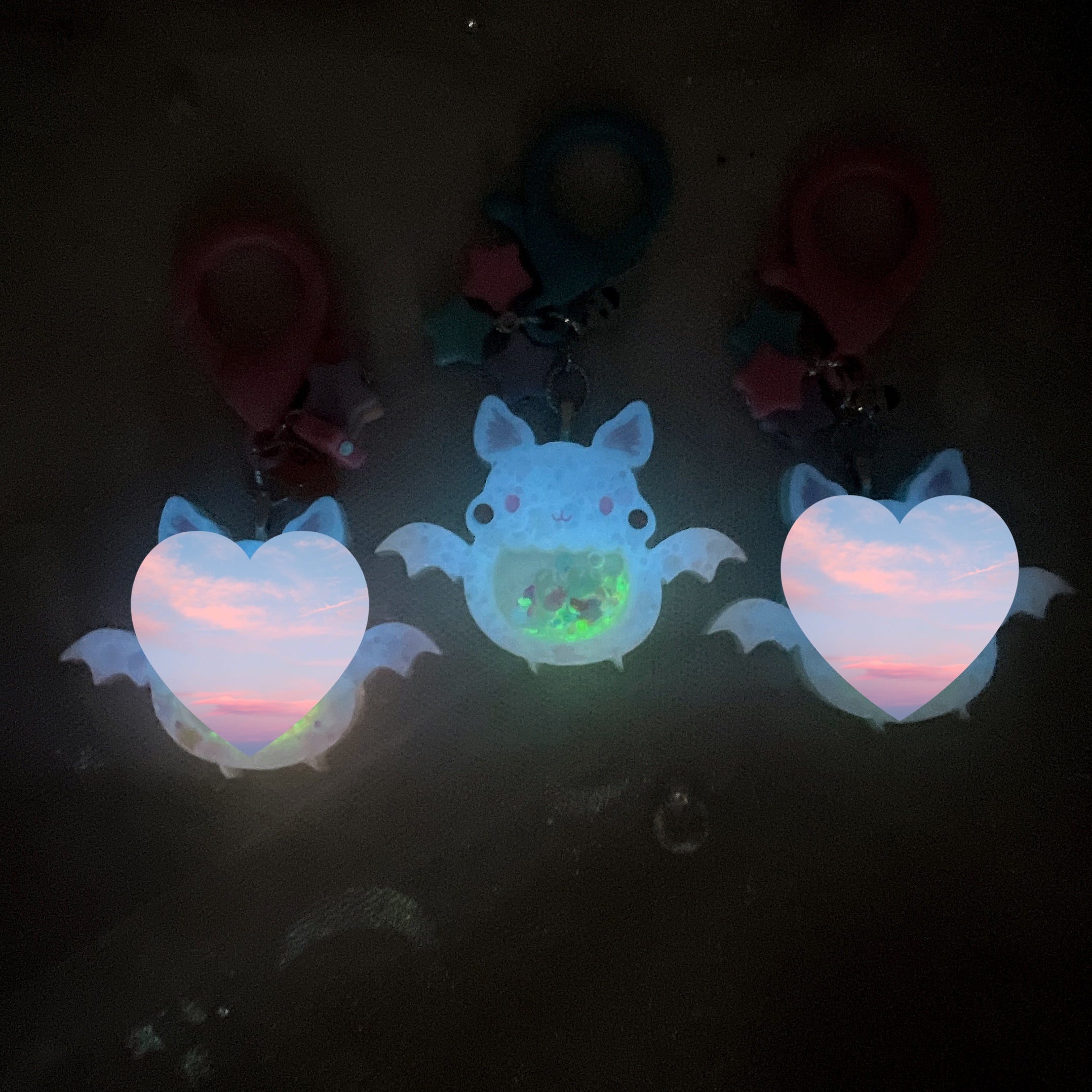 Froot Bat Hairtie (Sky with Pink)