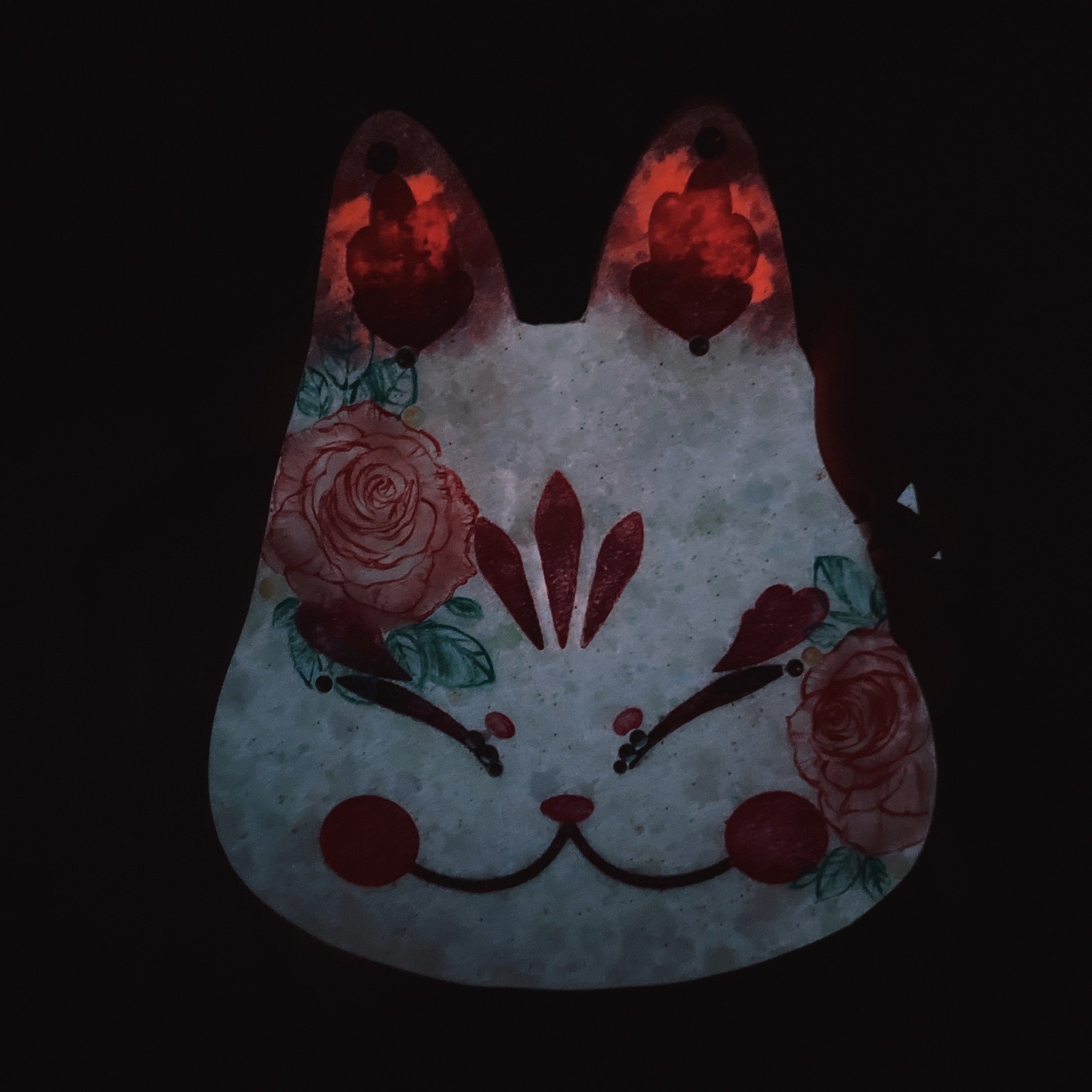 Classic Rose Painted Kitsune Mask