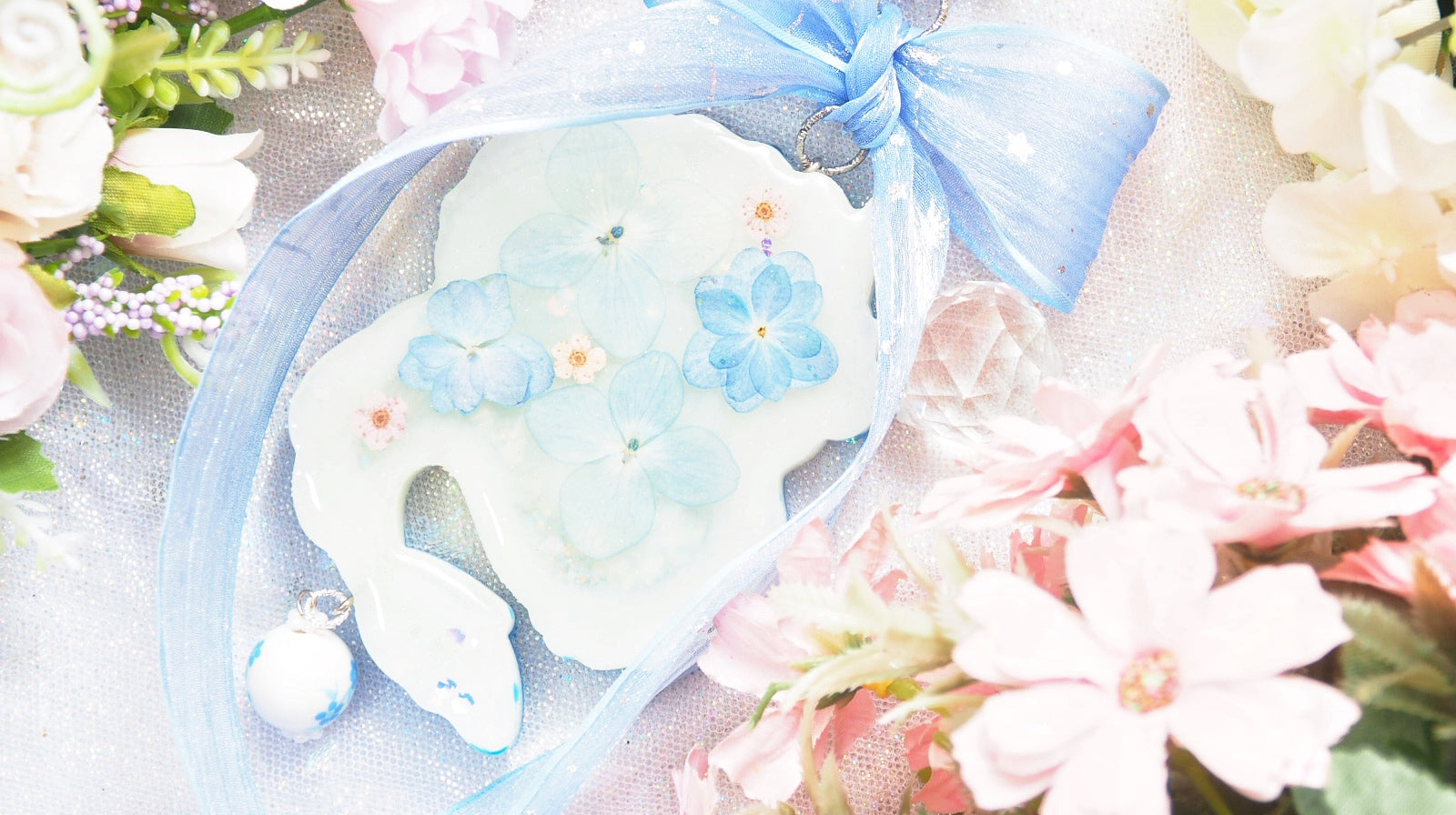 Porcelain Peony Dragon Shaker Charm