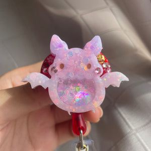 Purple Froot Bat Heart Badge Reel