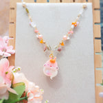 Light Up✨Pink Autumn Ghostie Bunkin 14" Beaded Necklace