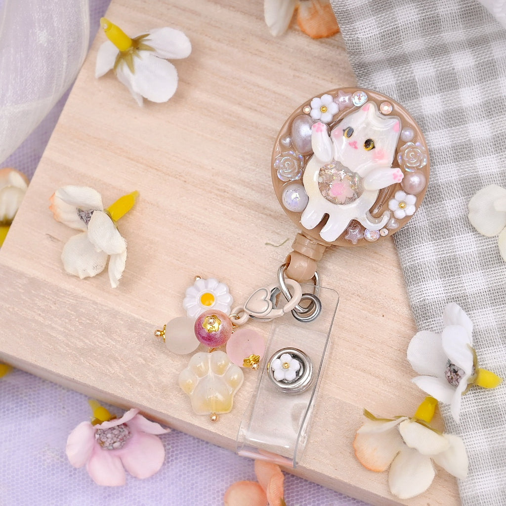 Badge Reel  - Tea Time Best Time Pale Calico