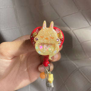 Maple Ghost Bun Heart Badge Reel