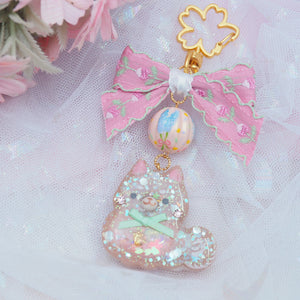 Shiba Charm with handpainted bead (Brown)