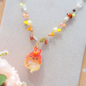 Light Up✨Autumn Ghostie Bunkin 14" Beaded Necklace