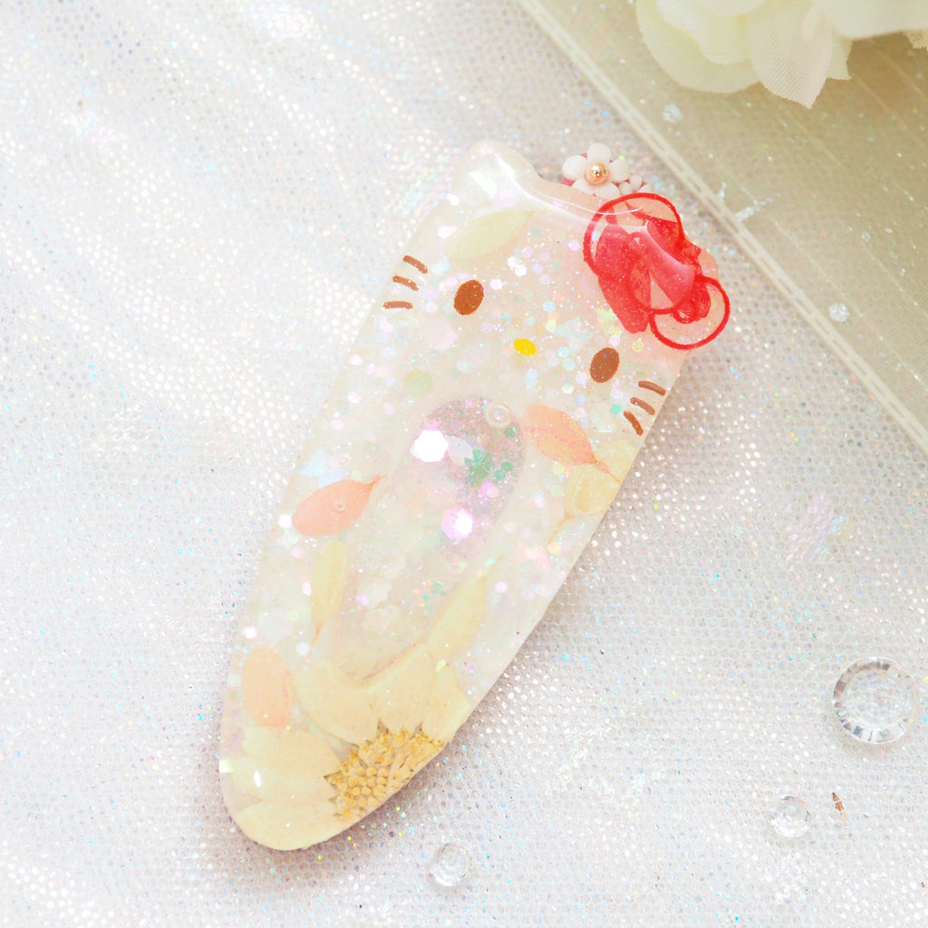 Flower Kitty (7cm hairclip)