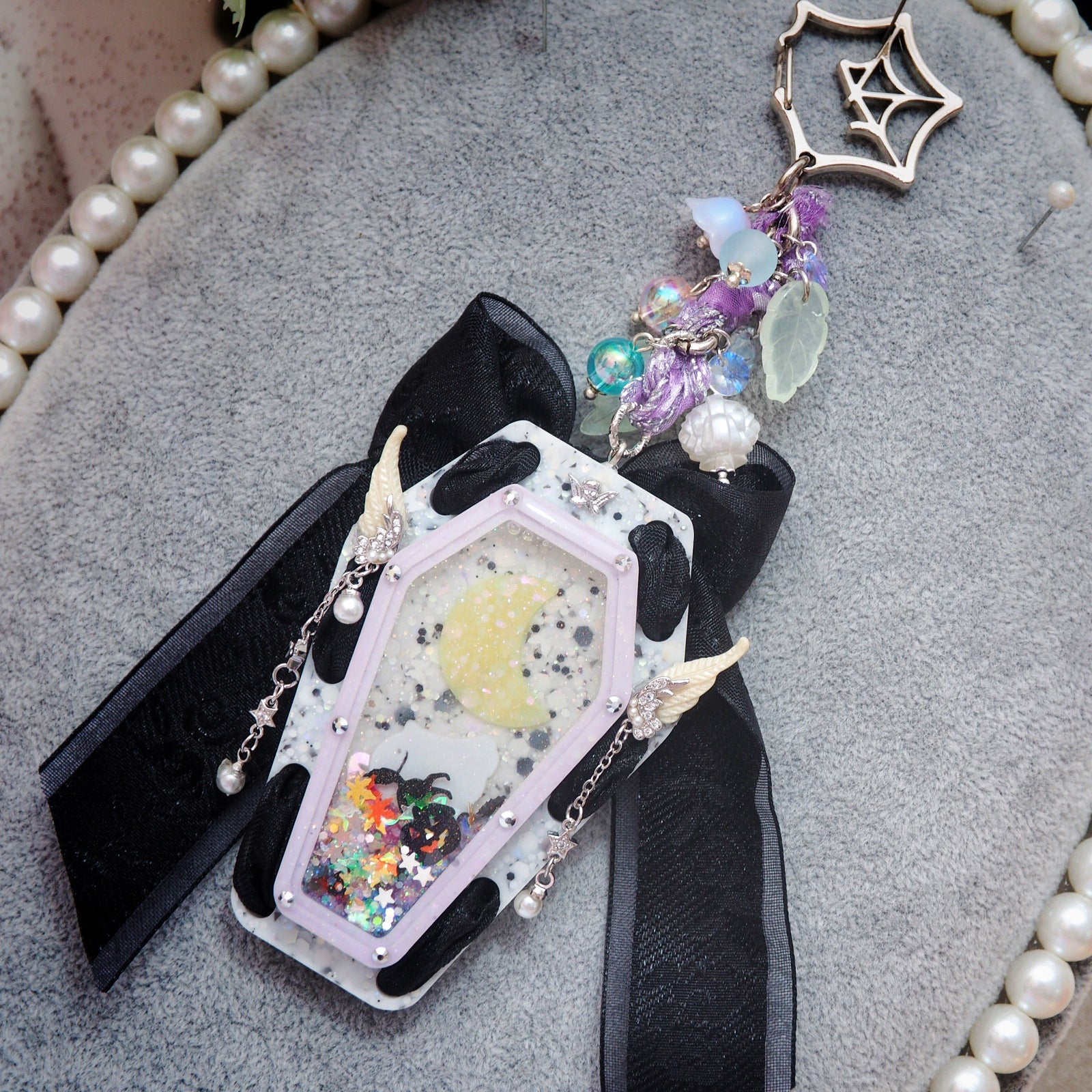 Fly Me To the Moon Laced Coffin Charm