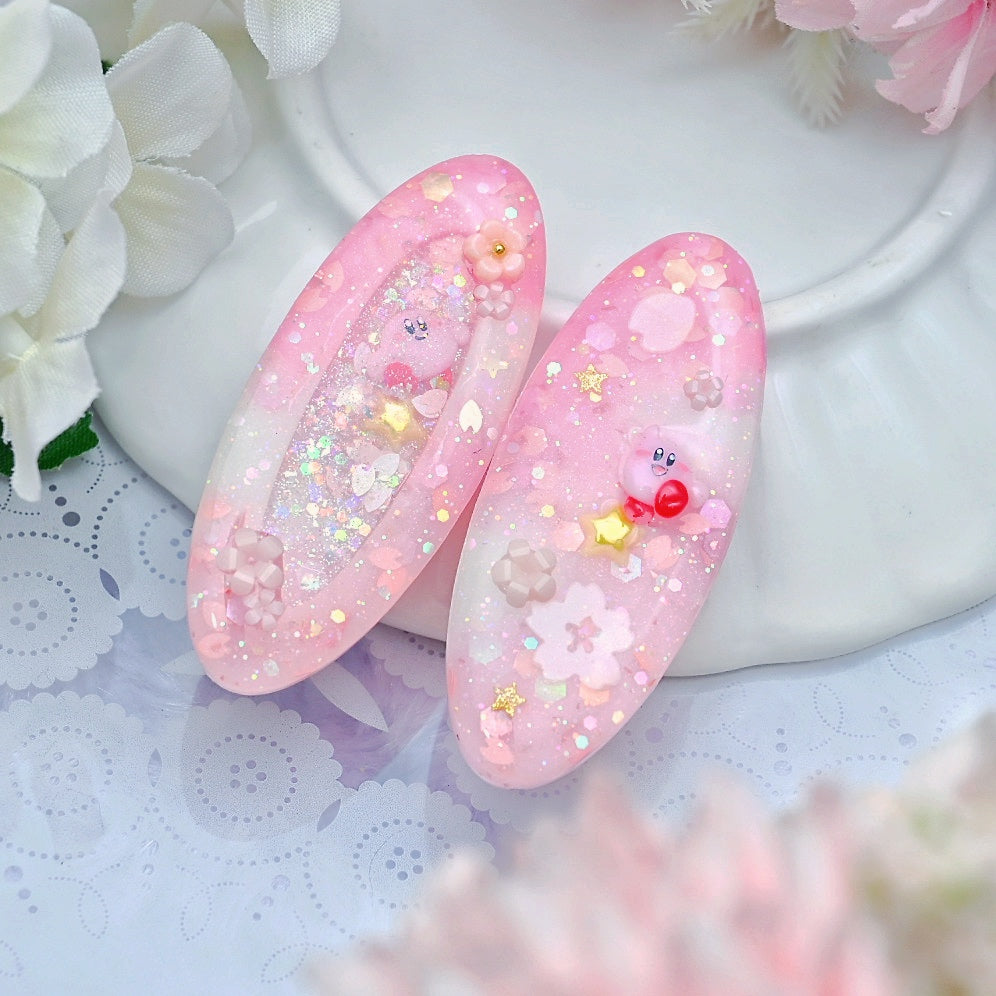Sakura Kirby Hairclips (jumping kirby)