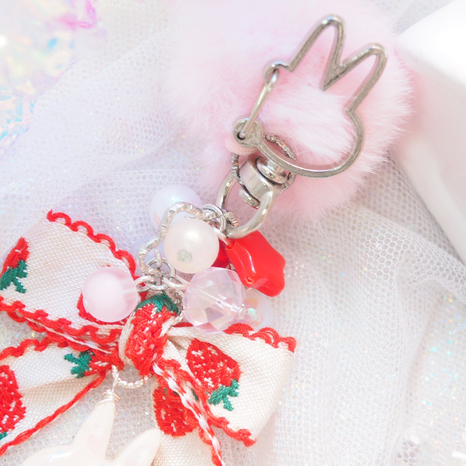 Strawberry Pink Bun Bun Charm