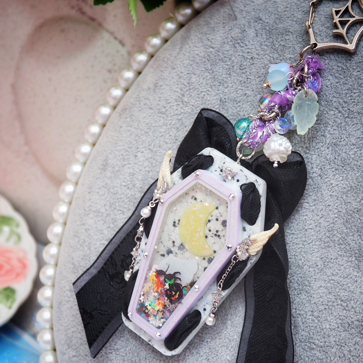 Fly Me To the Moon Laced Coffin Charm