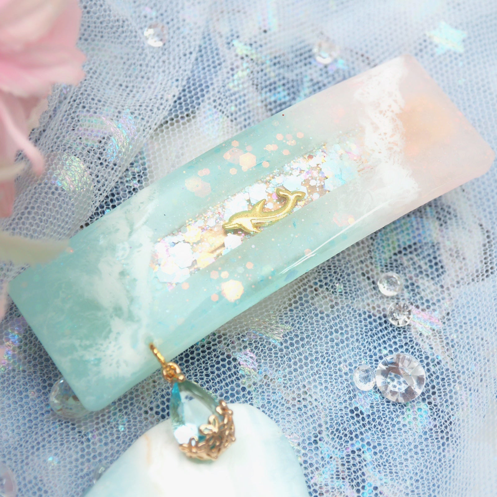 Pink Sands Seafoam Bar Barrette Clasp