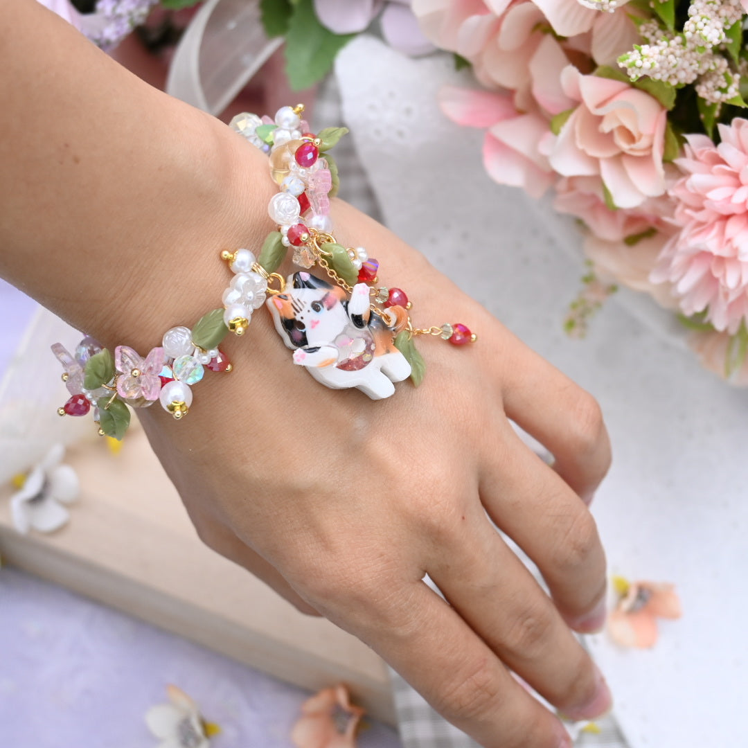 Strawberry Fields Calico Kitty Bracelet
