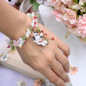 Strawberry Fields Calico Kitty Bracelet