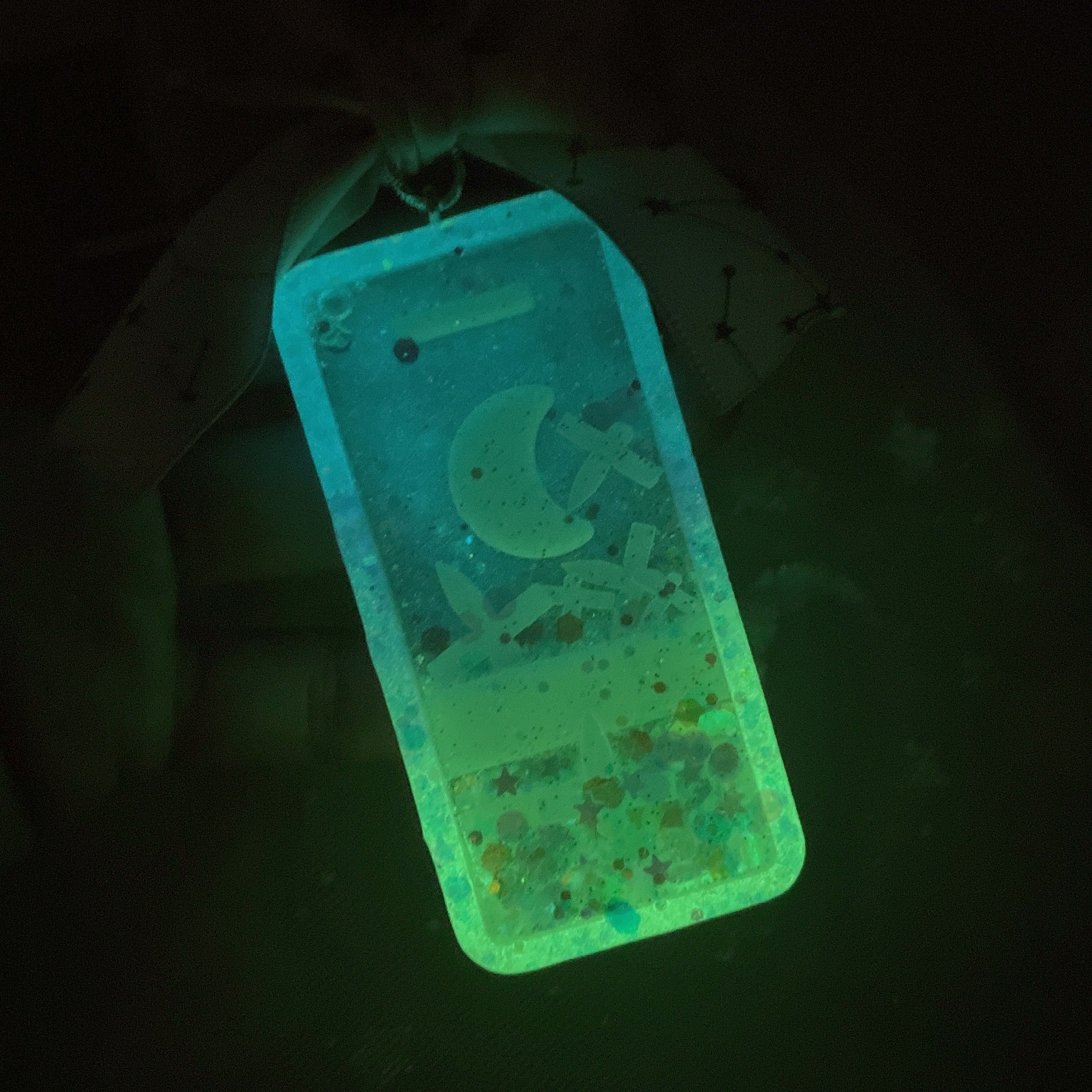 Moon Bath Token Shaker Charm (glowing)